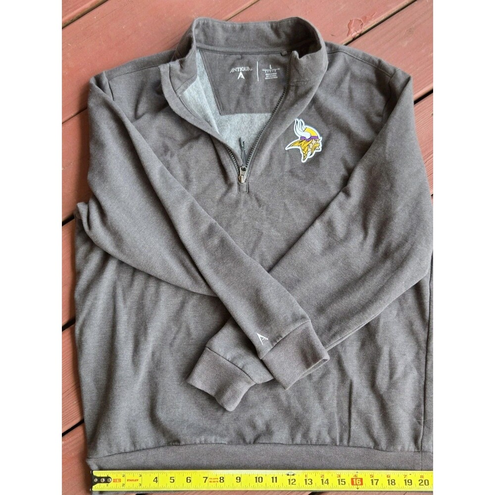 Mens Minnesota Vikings Heather Pullover Soft Grey Antiqua